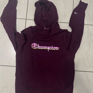 Champion Women's Maroon Hooded Sweatshirt with Script Logo